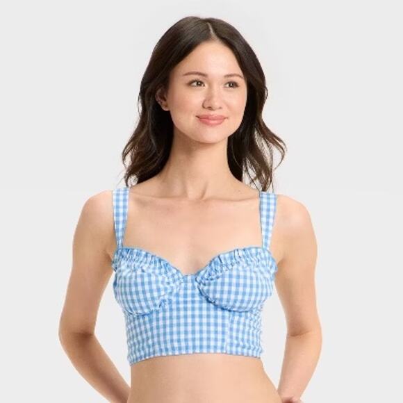 Colsie NWT Women's Blue Gingham Corset Size L - Picture 1 of 7